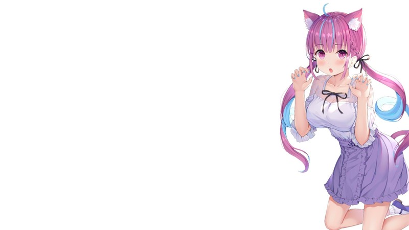 anime girls, cat girl, Hololive, Minato Aqua, Virtual Youtuber, anime