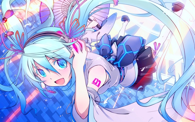 Hatsune Miku, Vocaloid, blue hair, twintails, blue eyes, anime, anime girls