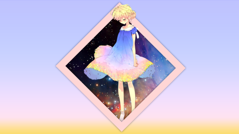 anime girls, anime, blonde, short hair, dress, gradient