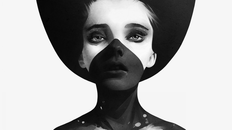 Ruben Ireland, monochrome, digital art, illustration, women