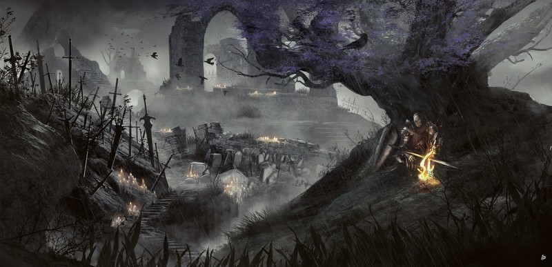 Dark Souls, fantasy art, artwork, bonfire