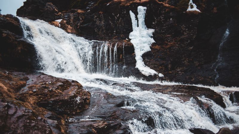 waterfall, stream, mountain, stormy, fast, stone, 4k