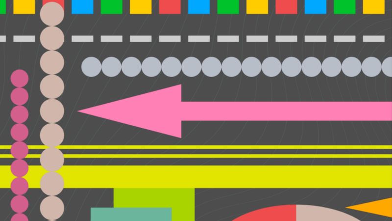 pattern, geometric, abstract, colorful, arrows, lines, circles, triangles, 4k