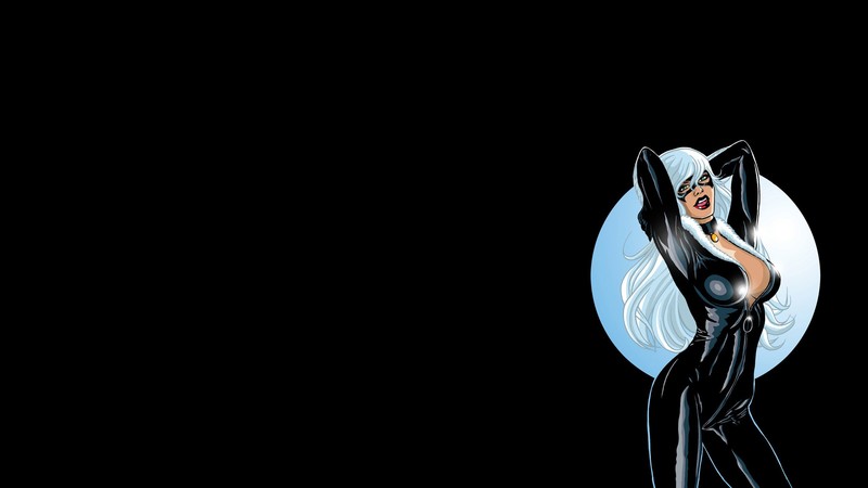 Marvel Comics, Marvel Girl, Felicia Hardy, white hair, mask, superheroines, cat girl, catsuit, latex, black latex, leather, leather clothing, Black Cat (character)