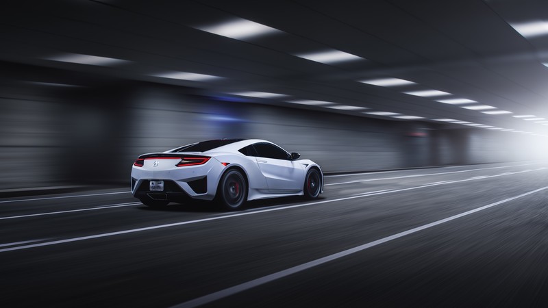 Acura NSX, sports car, vehicle, car, road, motion blur, tunnel