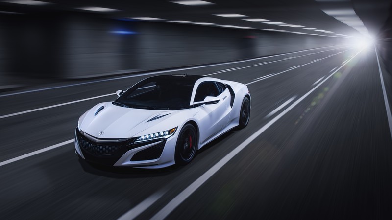 Acura NSX, sports car, vehicle, car, road, motion blur, tunnel