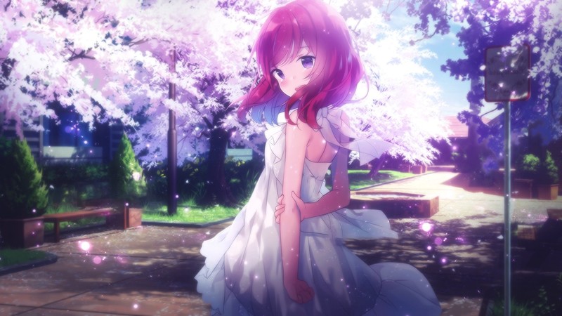anime, anime girls, purple eyes, dress, pink hair