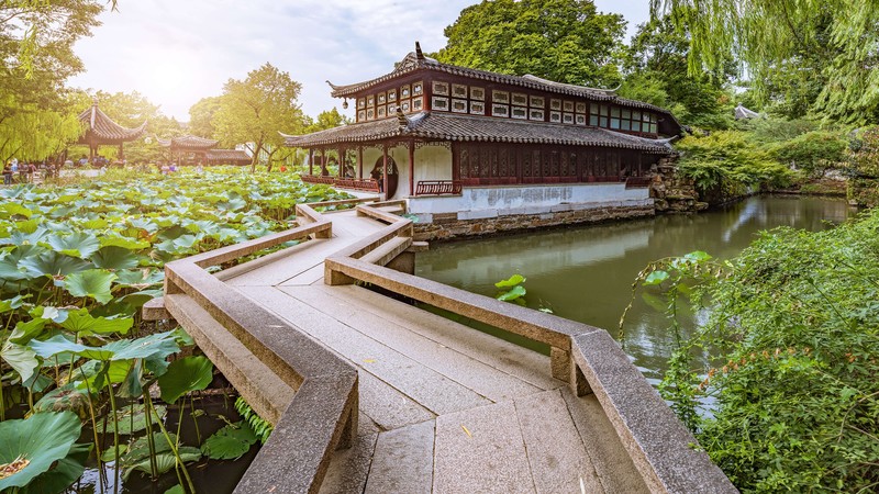 China, nature, trees, Asian architecture