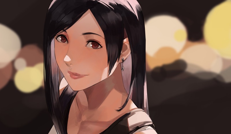 Tifa Lockhart, Final Fantasy VII, black hair, blazpu
