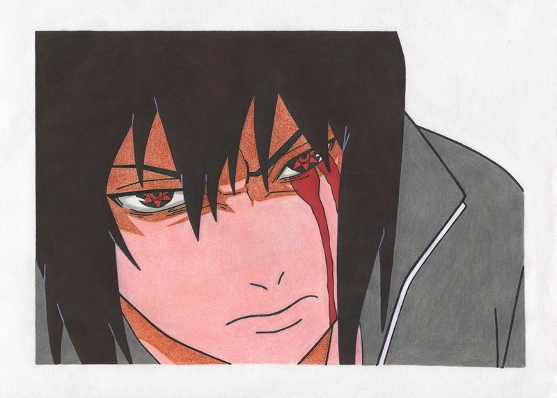Uchiha Sasuke, Naruto Shippuuden, artwork, illustration, red eyes