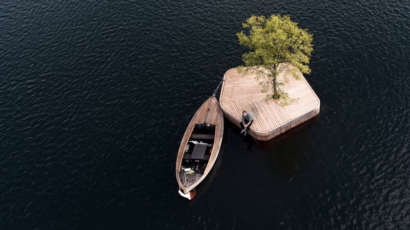 architecture, modern, boat, rowboat, island