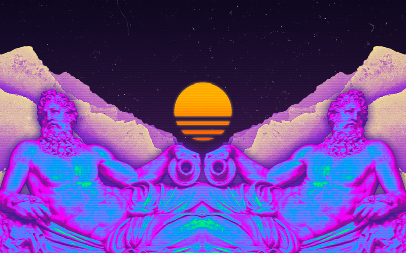 digital art, artwork, illustration, vaporwave, synthwave, Retrowave, Sun, purple, pink, mountains