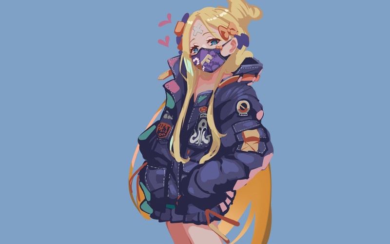 Fate/Grand Order, Abigail Williams (Fate/Grand Order), face mask, Streetwear, blue background