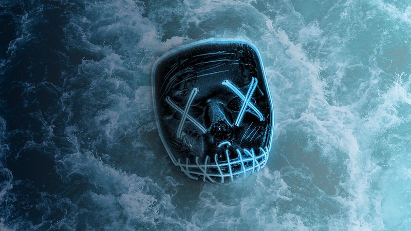 mask, water, The Purge, neon