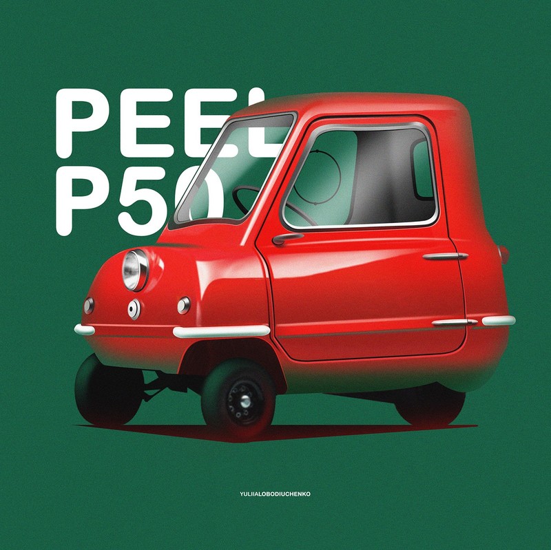 car, classic car, illustration, Yuliia Lobodiuchenko, Peel, simple background, typography