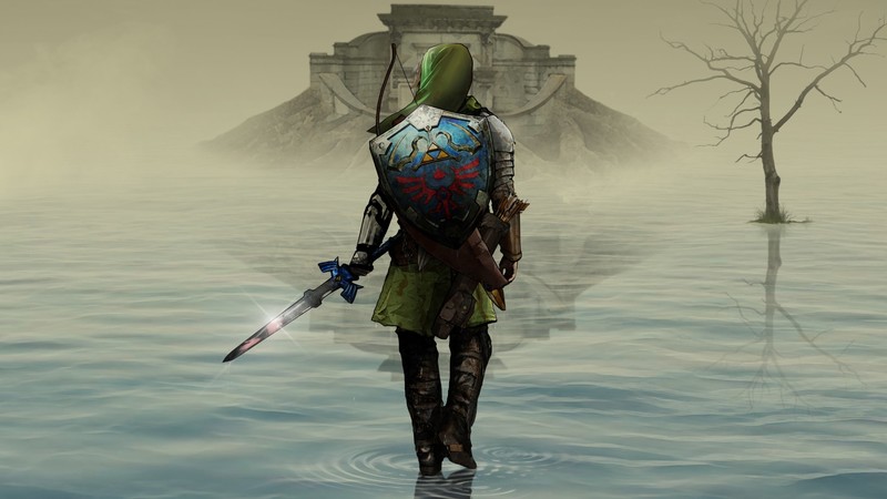 The Legend of Zelda, Ocarina of Time, rear view, sword, shield, hoods