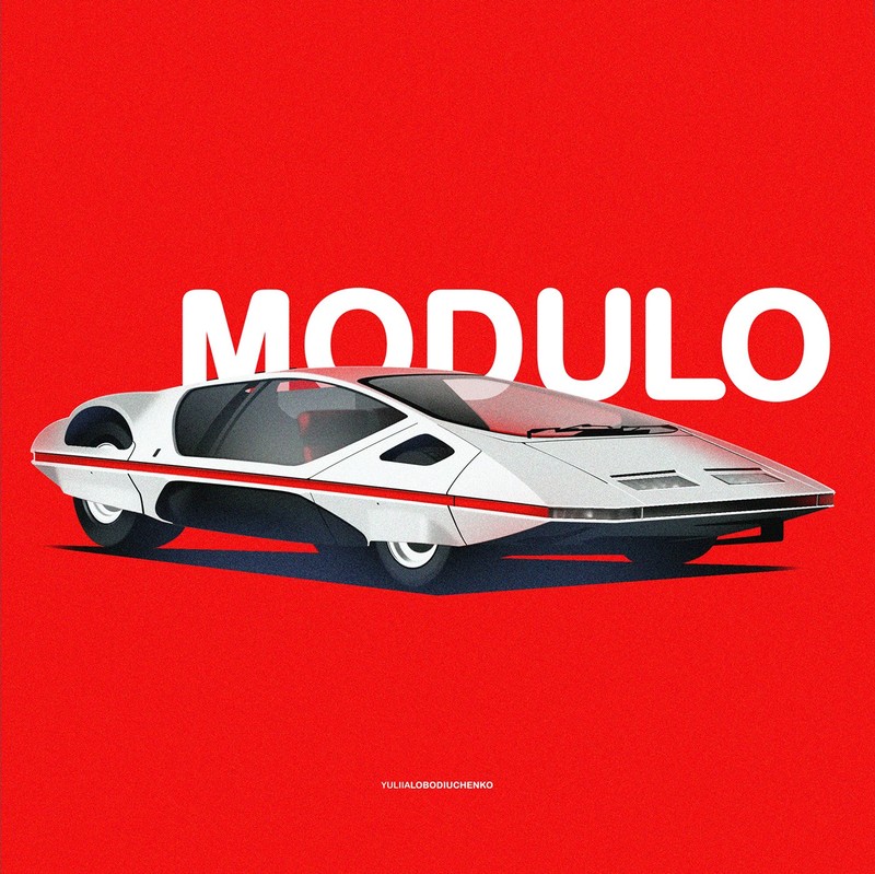 car, illustration, classic car, Yuliia Lobodiuchenko, Ferrari Modulo, front angle view, Ferrari, concept cars, simple background, typography