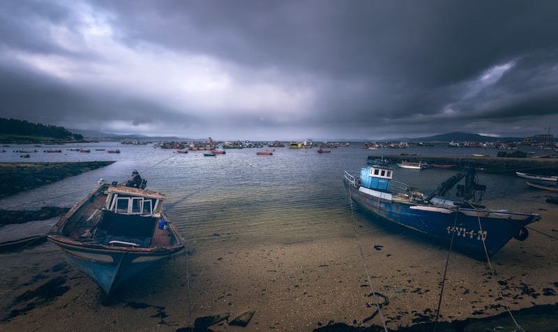 coast, vehicle, sky, boat, Galicia, old ship, fishing boat, fishing