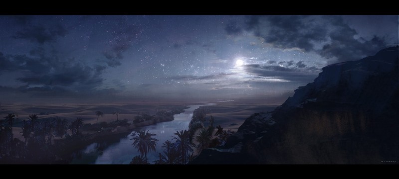 Timothy Rodriguez, Aladdin, desert, night, stars, Moon
