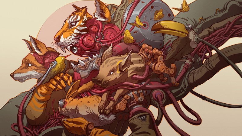 Robbie Trevino, artwork, illustration, digital, digital art, animals, anthropomorphism, cyborg