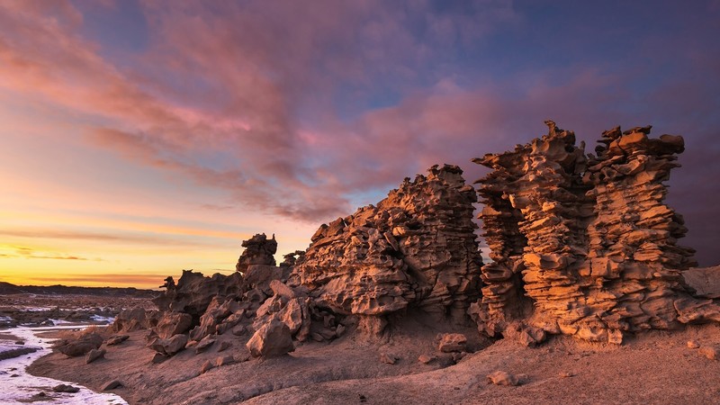 nature, landscape, sky, clouds, rocks, sand, river, rock, rock formation, Utah, USA