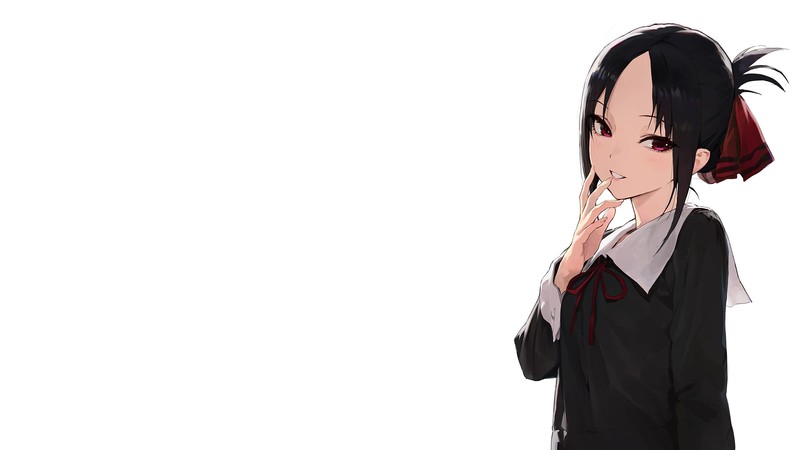 Kaguya-Sama: Love is War, Kaguya Shinomiya, anime, anime girls, white background, hair ribbon