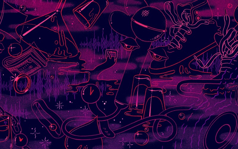 illustration, artwork, colorful, pattern, psychedelic, purple