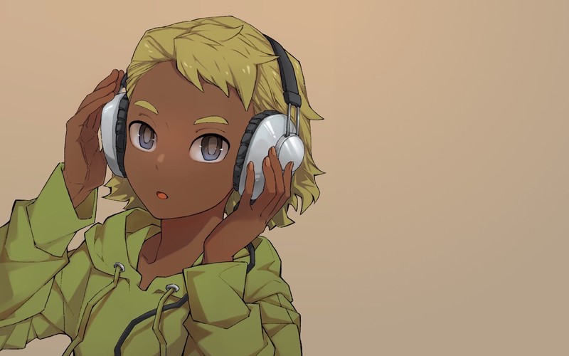 anime, Eizouken ni wa Te wo Dasu na!, anime girls, simple background, Doumeki (Eizouken), headphones