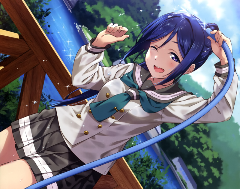 anime, anime girls, Love Live Series, Love Live! Sunshine, Matsuura Kanan, school uniform, wet, hose
