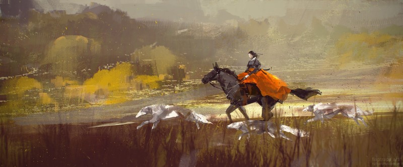 artwork, fantasy girl, horse, fantasy art