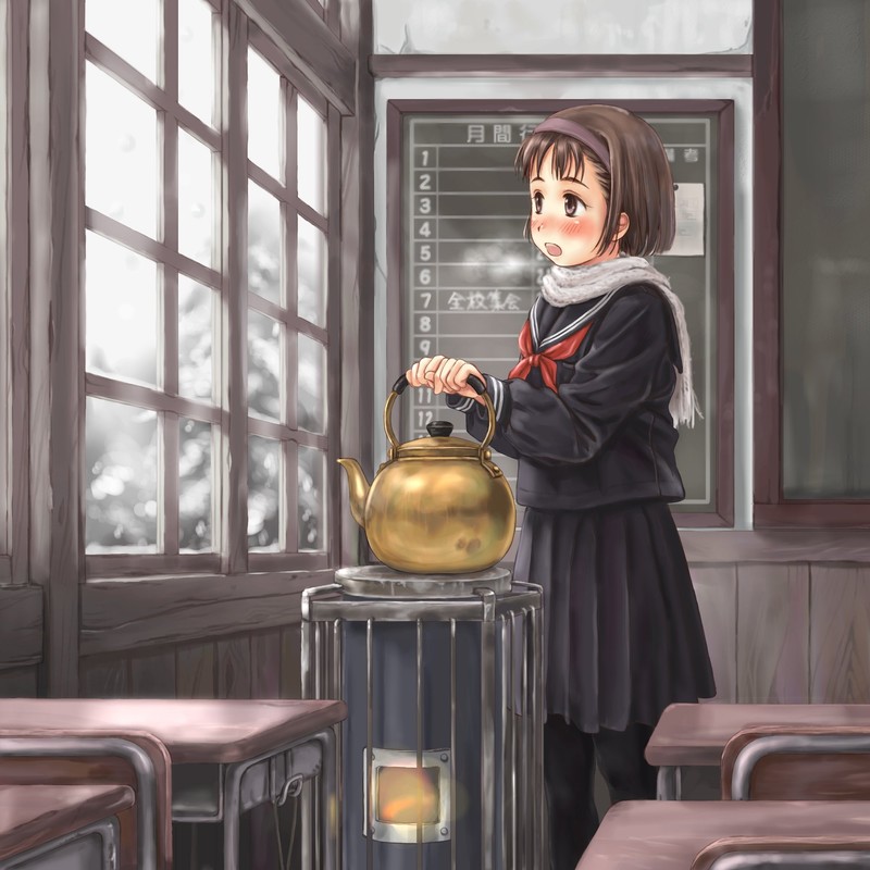winter, stove, classroom