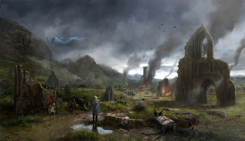 fantasy art, medieval, ruins
