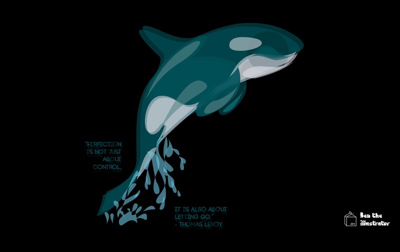 illustration, artwork, digital art, quote, orca, transparency, simple