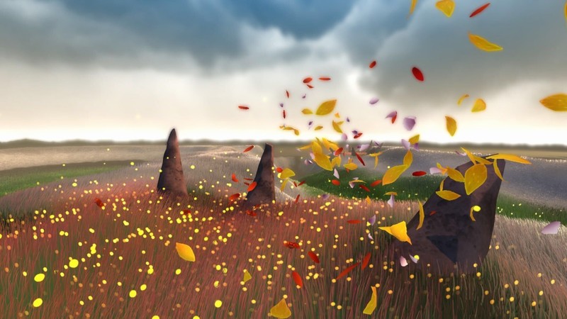 video games, flower (game), screen shot, leaves
