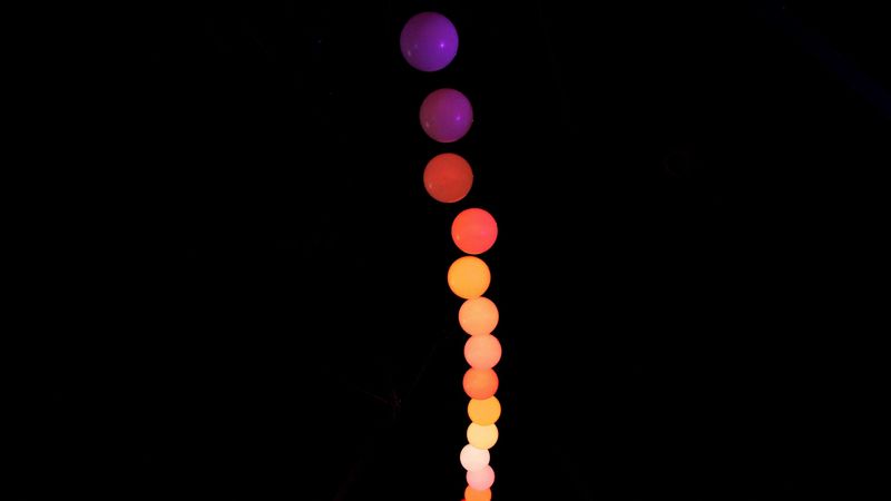 balls, colorful, neon, light, garland, decoration, 4k