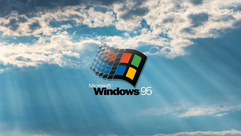 Windows 95, logo, blue, Microsoft, brands