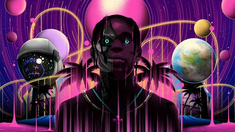 Fortnite, Travis Scott, artwork, colorful, cyborg, PC gaming