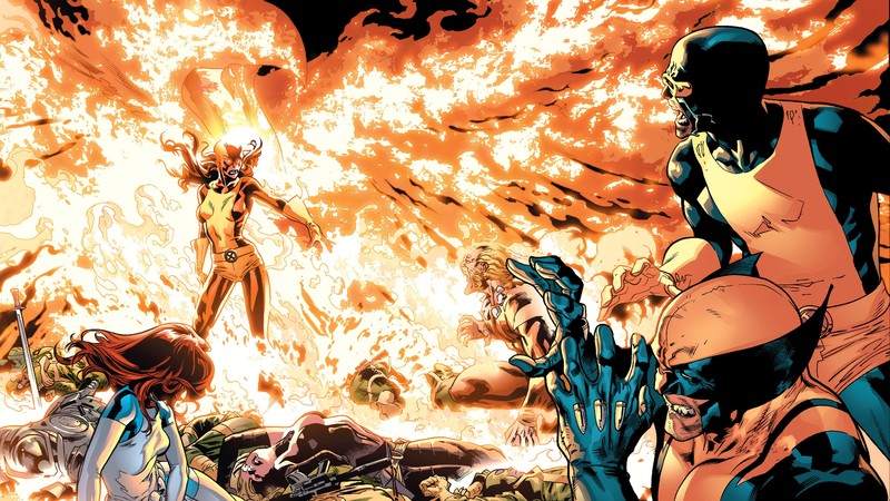 comic art, Marvel Comics, comics, superhero, superheroines, Stuart Immonen, X-Men, Phoenix (Marvel Comics), Phoenix Force, Cyclops, Wolverine, Mystique, Sabretooth