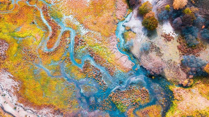 nature, landscape, river, aerial view, trees, forest, rocks, drone photo, China