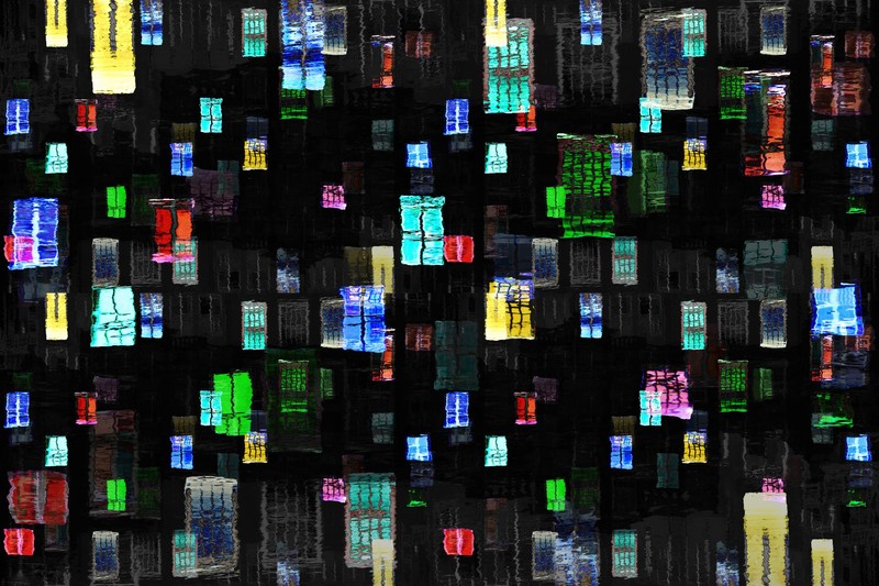window, colorful, reflection, water, night