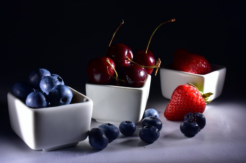 food, fruit, berries, blueberries, cherries, strawberries