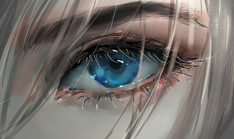anime girls, anime, eyes, blue eyes