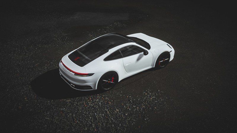 Porsche, Porsche 911 Carrera, car, vehicle, Forza Horizon 4, video games, Porsche 992, Porsche 911, high angle