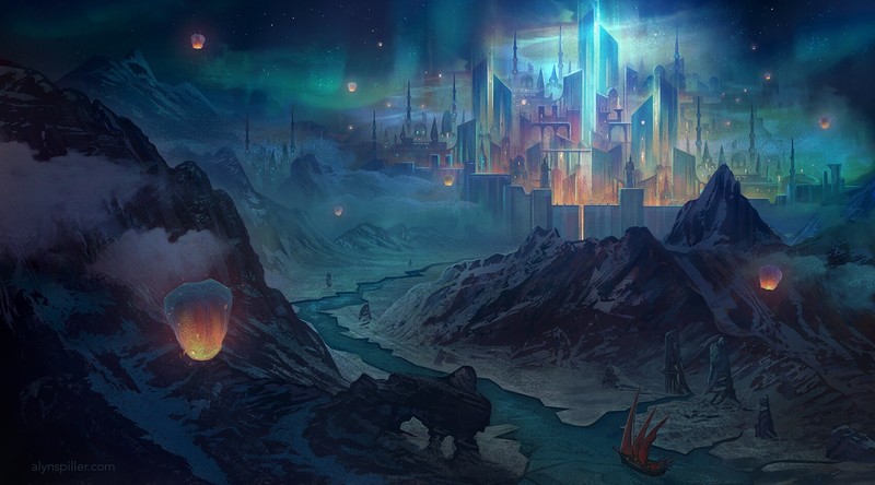 Alyn Spiller, fantasy city, artwork