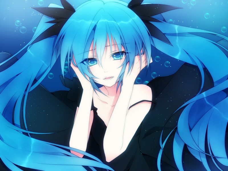 anime girls, anime, blue eyes, blue hair