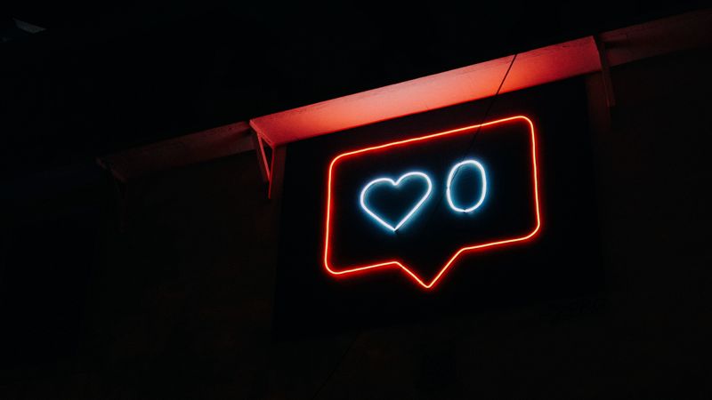 heart, like, neon, 4k