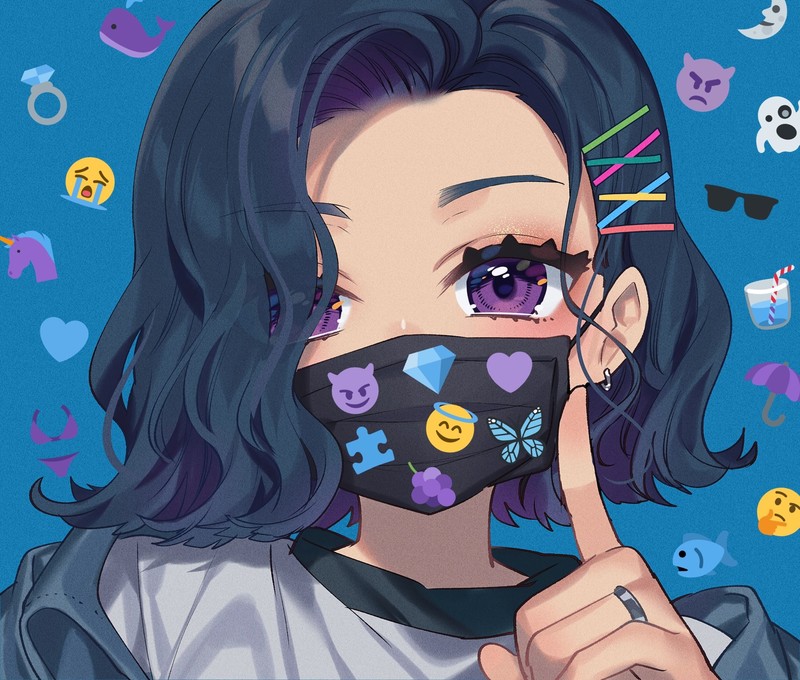 anime, anime girls, digital art, artwork, 2D, portrait, face mask