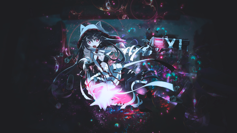 anime girls, anime, pistol, abstract