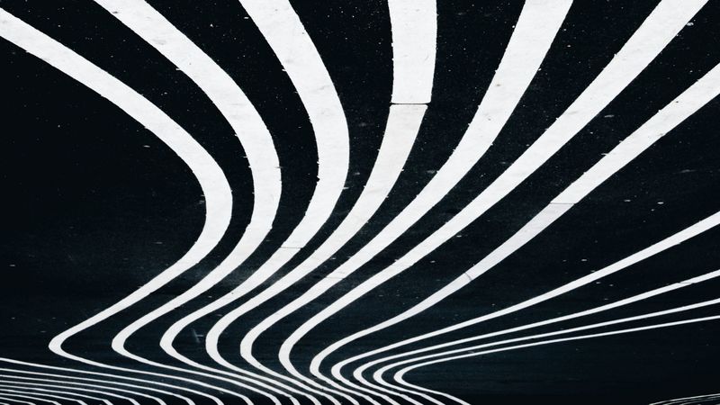 stripes, lines, winding, black and white, paint, spots, 4k