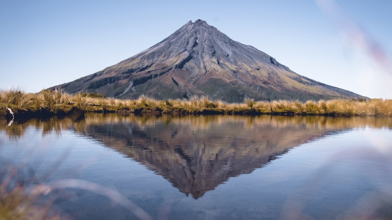 photography, reflection, water, New Zealand, Mount Taranaki